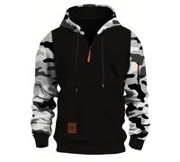 Sudadera con capucha para hombre, diseño de camuflaje, ajuste delgado, con cordón, chaqueta de manga para hombre, cremallera completa, casual, moderna, para exteriores, sudaderas con capucha para