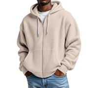 Sudadera con capucha para hombre, diseño de gofres con cremallera, talla