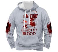 Sudadera con capucha para hombre, diseño de salpicaduras de sangre I'm Fine It's Not My Blood Sudadera Oversize de manga larga gótica para hombre para cosplay Halloween Masquerade veladas veneciana