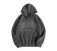 Sudadera con capucha para hombre, diseño gráfico de Los Ángeles, de manga larga, color liso, para universidad, estampado de letras gráficas Y2K, ropa preparada con capucha, ajuste holgado, esencial