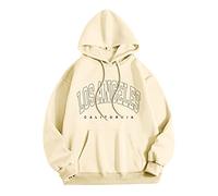 Sudadera con capucha para hombre, diseño gráfico de Los Ángeles, de manga larga, color liso, para universidad, estampado de letras gráficas Y2K, ropa preparada con capucha, ajuste holgado, esencial