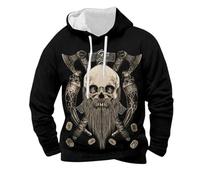 Sudadera con capucha para hombre, diseño vikingo con impresión 3D, mitología nórdica, sudadera con capucha de manga larga, ropa de calle, informal, retro, para LARP y cosplay, Negro , M