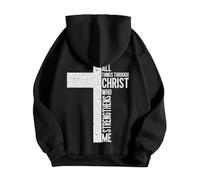 Sudadera con capucha para hombre, estampado de letras y cruz, sudaderas con capucha para hombre, tema Jesús, suéter, de gran tamaño, sudaderas, chalecos y sudaderas, otoño, invierno, cálido, sudaderas