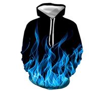 Sudadera con capucha para hombre, estampado de llamas, sudadera con capucha, bloque de color, patchwork, sudadera con capucha de manga larga, desenfadada, camiseta de manga larga, cómoda, sudadera con
