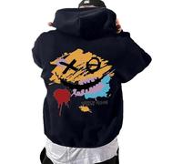 Sudadera con capucha para hombre, estampado gráfico, ajuste extragrande, ajuste holgado, ropa casual relajada para uso diario, estilo urbano, viajes y planes de fin de semana, con una práctica silueta