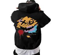 Sudadera con capucha para hombre, estampado gráfico, ajuste extragrande, ajuste holgado, ropa casual relajada para uso diario, estilo urbano, viajes y planes de fin de semana, con una práctica silueta