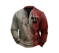 Sudadera con capucha para hombre estilo japonés patchwork sin capucha de ajuste estrecho y estampado arterial de Halloween, camiseta casual deportiva para uso diario y deporte, sudadera de Navidad
