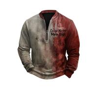 Sudadera con capucha para hombre estilo japonés patchwork sin capucha de ajuste estrecho y estampado arterial de Halloween, camiseta casual deportiva para uso diario y deporte, sudadera de Navidad