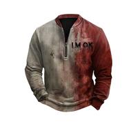 Sudadera con capucha para hombre estilo japonés patchwork sin capucha de ajuste estrecho y estampado arterial de Halloween, camiseta casual deportiva para uso diario y deporte, sudadera de Navidad