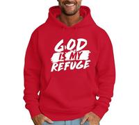 Sudadera con capucha para hombre God Is My Refuge con capucha para hombre, casual, de manga larga, a la moda, con estampado de letras cristianas, rosso, L