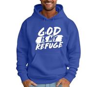 Sudadera con capucha para hombre God Is My Refuge con capucha para hombre, casual, de manga larga, a la moda, con estampado de letras cristianas, azul, L