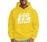 Sudadera con capucha para hombre God Is My Refuge con capucha para hombre, casual, de manga larga, a la moda, con estampado de letras cristianas, amarillo, L