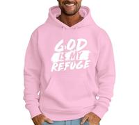 Sudadera con capucha para hombre God Is My Refuge con capucha para hombre, casual, de manga larga, a la moda, con estampado de letras cristianas, rosa, L