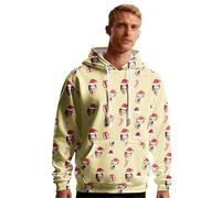 Sudadera con capucha para hombre, ligera, lisa, personalizada, divertida, con ropa de Navidad, para entrenamiento en interiores y exteriores, beige, M