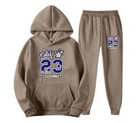 Sudadera con capucha para hombre manga larga con pantalones largos, moda casual cómoda letra impresa conjunto, Marrón#20, XL