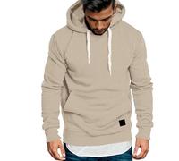 Sudadera con capucha para hombre, manga larga, holgada, sudadera con capucha, informal, sudadera con capucha, chaqueta ligera para otoño e invierno, R Khaki, M