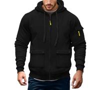 Sudadera con capucha para hombre, manga larga, informal, chaqueta con cremallera, ligera con capucha, chaqueta deportiva para exteriores, chaqueta de entretiempo, sudadera con varios bolsillos, O