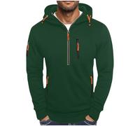 Sudadera con capucha para hombre, media cremallera, estilo cargo, de manga larga, casual, con múltiples bolsillos, para otoño e invierno, ajuste holgado, cómoda, sudadera con capucha para hombre