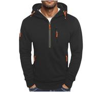 Sudadera con capucha para hombre, media cremallera, estilo cargo, de manga larga, casual, con múltiples bolsillos, para otoño e invierno, ajuste holgado, cómoda, sudadera con capucha para hombre