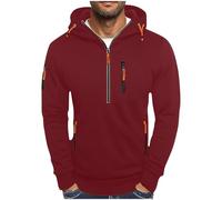 Sudadera con capucha para hombre, media cremallera, estilo cargo, de manga larga, casual, con múltiples bolsillos, para otoño e invierno, ajuste holgado, cómoda, sudadera con capucha para hombre