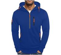 Sudadera con capucha para hombre, media cremallera, estilo cargo, de manga larga, casual, con múltiples bolsillos, para otoño e invierno, ajuste holgado, cómoda, sudadera con capucha para hombre