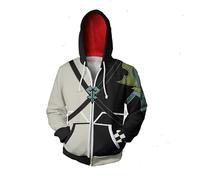 Sudadera con capucha para hombre/mujer, color patchwork Kingdom Hearts Series Crosstied Ropes Cardigan con capucha, Blanco, L