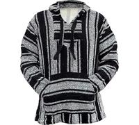 Sudadera con capucha para hombre, oversize baja, sudadera con capucha hippie, impresión 3D, sudadera con capucha, suéter vintage, jerga mexicana, estilo tribal, suéter tradicional, gris, M