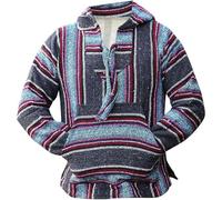 Sudadera con capucha para hombre, oversize baja, sudadera con capucha hippie, impresión 3D, sudadera con capucha, suéter vintage, jerga mexicana, estilo tribal, suéter tradicional, morado, XL