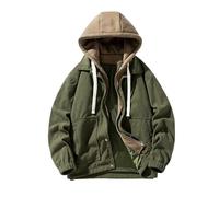 Sudadera con capucha para hombre, para otoño e invierno, manga larga, gruesa, térmica, con capucha, falsa 2, chaqueta básica para hombre 2025, R-617 Verde Lima Ejército, M
