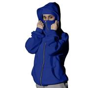 Sudadera con capucha para hombre, pasamontañas, con cremallera, máscara facial, ligera, con cremallera completa, sudaderas atléticas de manga larga, ligeras, color sólido, resistente al viento, casual