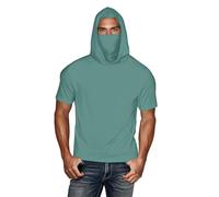 Sudadera con capucha para hombre, protección solar UV UPF 50+, secado rápido, refrescante, camiseta de manga corta con cubierta facial, ligera, para exteriores, senderismo, pesca, viajes, safari