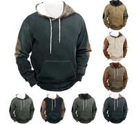 Sudadera con capucha para hombre, retro, vintage, retazos, casual, color de contraste, sudadera con capucha de forro polar, sudadera con capucha para uso diario, camiseta de otoño de manga larga con