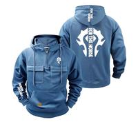 Sudadera con Capucha para Hombre Ropa De Calle Lisa Tops Estampado De The H.or.d.e Media Cremallera Chaqueta Primavera-LvSe||x_l