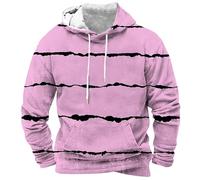 Sudadera con capucha para hombre, sudadera con capucha para hombre, sudadera de manga larga, informal, suelta, con bolsillo canguro, sudadera con capucha, sudadera con capucha a rayas, Rosa., M
