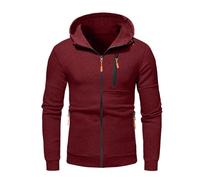 Sudadera con capucha para hombre, sudadera con capucha, sudadera con cremallera, ligera, de manga larga, deportiva, clásica, con capucha, chaqueta de entretiempo, chaqueta para el tiempo libre, rojo