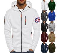 Sudadera con capucha para hombre, sudaderas con capucha para hombre, 4XL, con cremallera completa, chaquetas de manga larga, color sólido, sudadera con capucha con cremallera, suéter con bolsillos