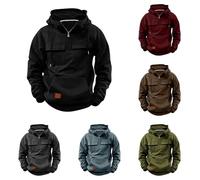 Sudadera con capucha para hombre, suéter de manga larga con cremallera 1/4, camiseta casual con bolsillos, sudadera clásica con capucha con cordón, ropa deportiva cómoda, gris, XXL