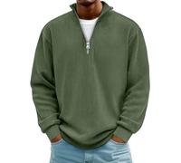 Sudadera con capucha para hombre y hombre, con cremallera en cuartos de cremallera, manga larga, cuello simulado, sudaderas sólidas, ligeras, informales, camisetas de manga larga, suéter de invierno