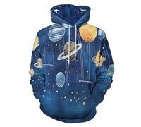 Sudadera con Capucha para Hombre Y Mujer, Ilustraciones De Los Planetas del Sistema Solar con Estampado 3D,Jersey Cálido De Manga Larga, Ropa De Calle, Camisetas Gimnasio Informales De Hip Hop,6XL