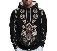 Sudadera con Capucha para Hombres Estilo Azteca Occidental Vintage étnica Tribal de Manga Larga Primavera y otoño con Bolsillo