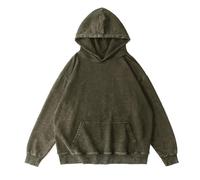 Sudadera con capucha para mujer, algodón lavado, corte holgado, con diseño de hombros descubiertos para mayor comodidad, ropa de calle, sudadera con capucha para mujer, verde, 3XL