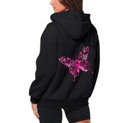 Sudadera con capucha para mujer, cálida, aislante, con cordón, de sherpa, con capucha, ropa para adolescentes, casual, deportiva, cremallera, manga larga, concienciación sobre el cáncer de mama, forro