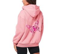 Sudadera con capucha para mujer, cálida, aislante, con cordón, de sherpa, con capucha, ropa para adolescentes, casual, deportiva, cremallera, manga larga, concienciación sobre el cáncer de mama, forro