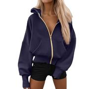 Sudadera con capucha para mujer, chaqueta con capucha, sudadera larga para otoño, sudadera con cremallera, abrigo de gran tamaño, sudadera con cremallera, sudadera con capucha deportiva, R Armada, S