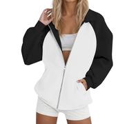 Sudadera con capucha para mujer, chaqueta deportiva para otoño, chaqueta con capucha, chaqueta con capucha, chaqueta con capucha de gran tamaño, cremallera Y2K, manga larga, informal, chaqueta