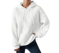 Sudadera con capucha para mujer, color liso, manga larga, tops con cordón de ajuste, sudadera súper suave, tops al aire libre, abrigo, con bolsillo canguro, outwear fino, sudadera, blanco, 4XL