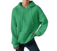 Sudadera con capucha para mujer, color liso, manga larga, tops con cordón de ajuste, sudadera súper suave, tops al aire libre, abrigo, con bolsillo canguro, outwear fino, sudadera, verde, XL