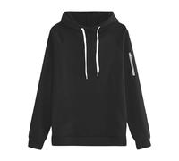 Sudadera con capucha para mujer, color negro, para invierno, cálido, sudadera con capucha con bolsillos y cordón, holgada, cómoda, manga larga, cómoda, para el tiempo libre, chaqueta de entretiempo
