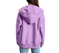 Sudadera con capucha para mujer, color sólido, duradero, con cremallera para mujer, ideal para otoño e invierno, ropa deportiva para mujer, morado, XXXL