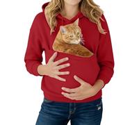 Sudadera con capucha para mujer con bolsillo para gato divertido gato perro bolsa de transporte de manga larga para mujer, sudadera con capucha de invierno, transpirable, moda con forro polar